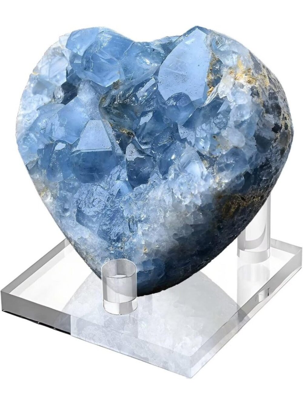 Extra Large Blue Celestite Geode Heart | Healing Crystal Stone Decor | 1.3-1.7